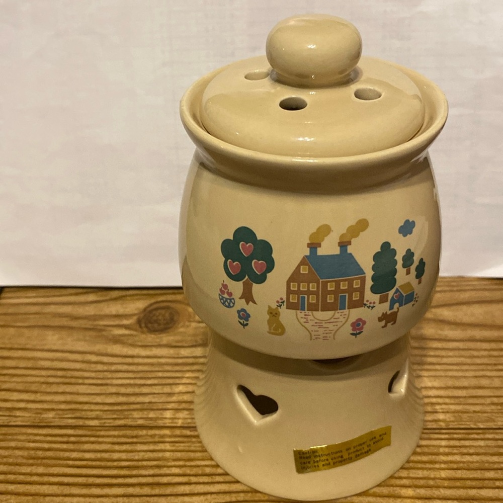 3 Pc Stoneware Potpourri Burner Set by Vermillion.